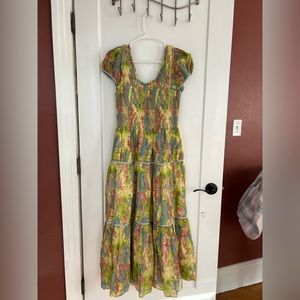 Love Shack Fancy Elisabelle maxi dress pastel field love shack fancy, size med.